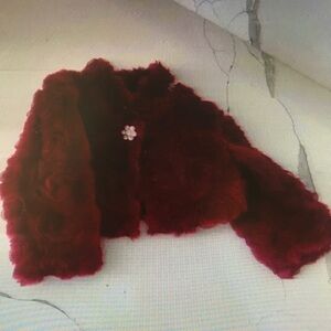 Luxurious Red Faux Fur Kids Jacket